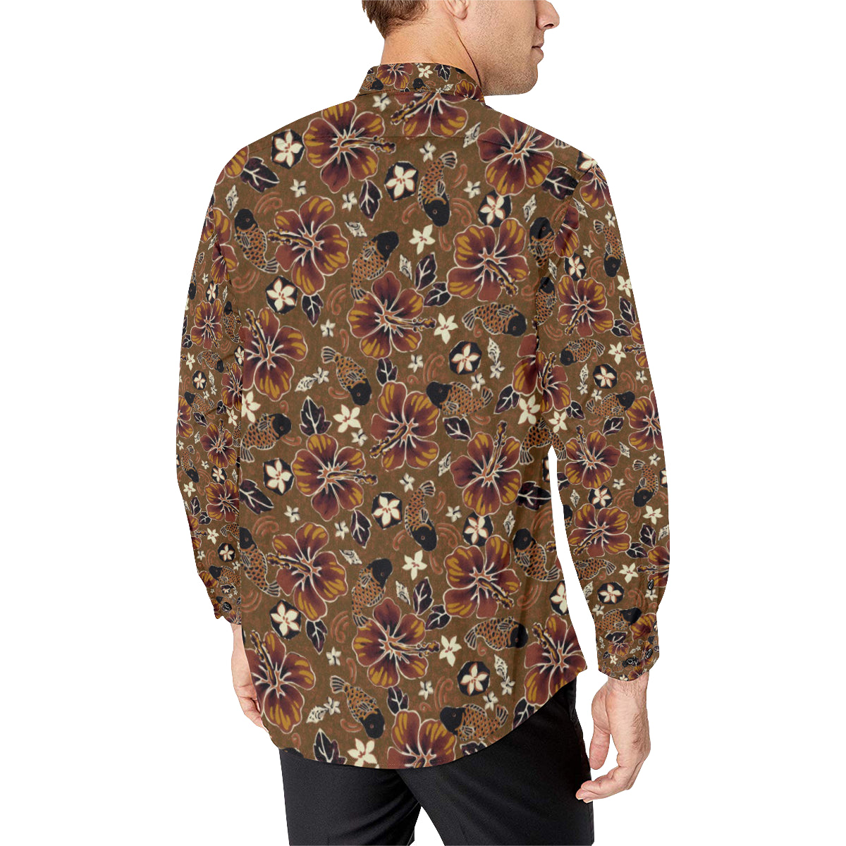 Hawaiian Themed Pattern Print Design H01 Men's Long Sleeve Shirt
