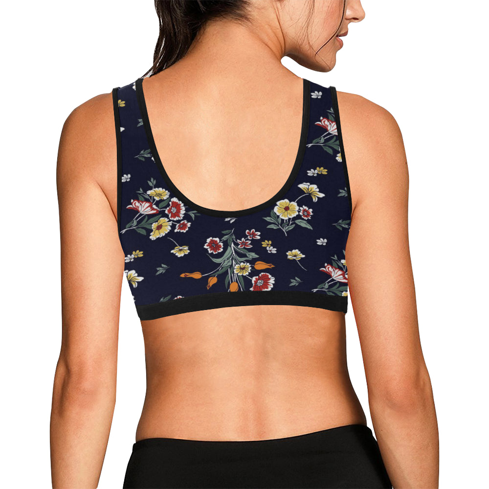 Summer Floral Pattern Print Design SF01 Sports Bra