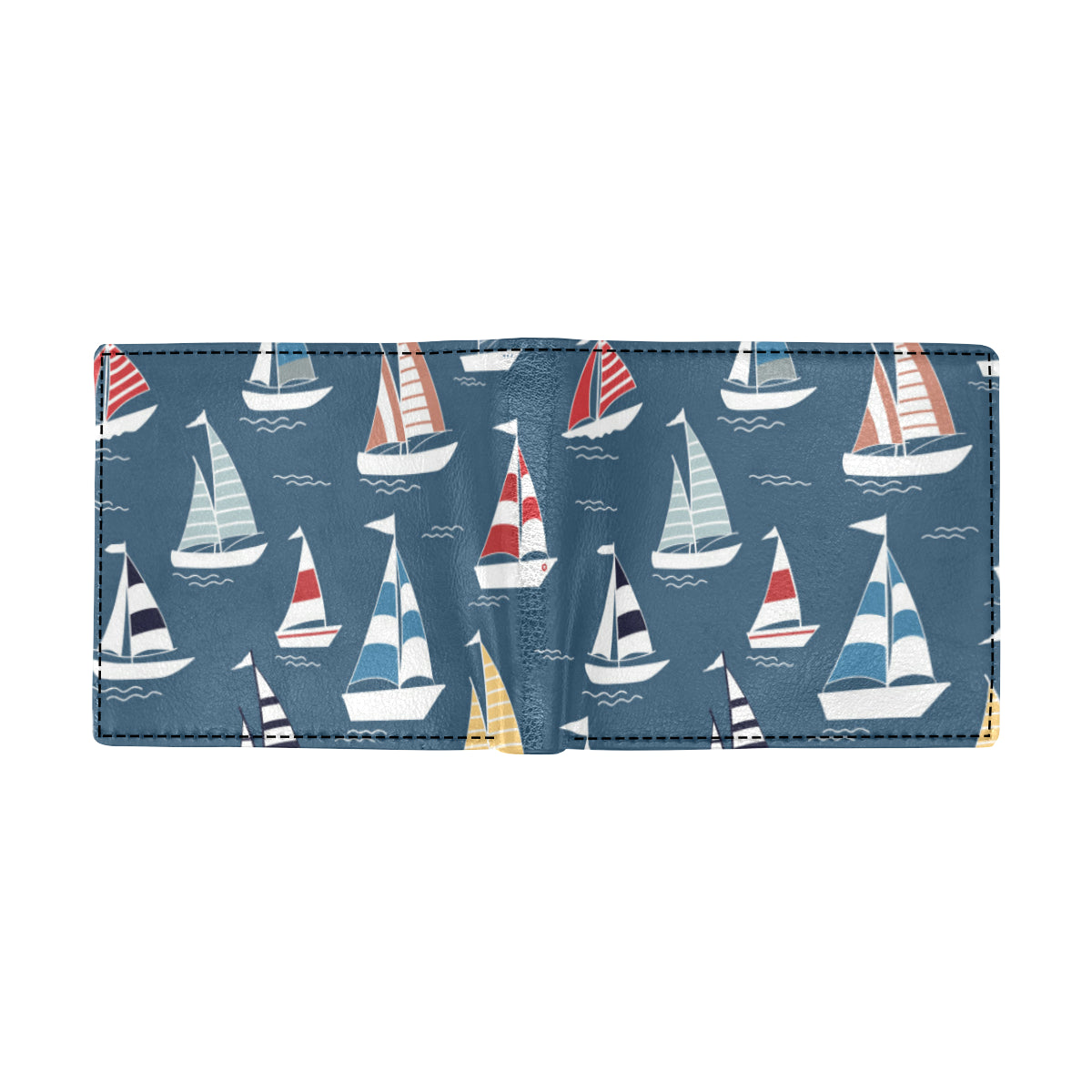 Sailing Ships Pattern Print Design A04 Men's ID Card Wallet