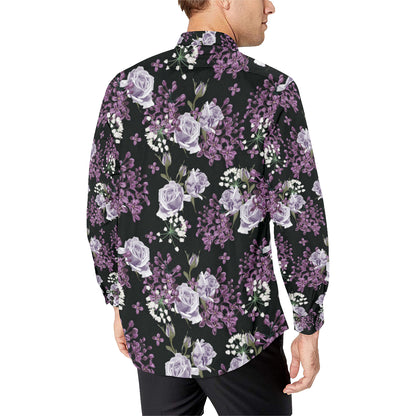 Lilac Pattern Print Design LI04 Men's Long Sleeve Shirt