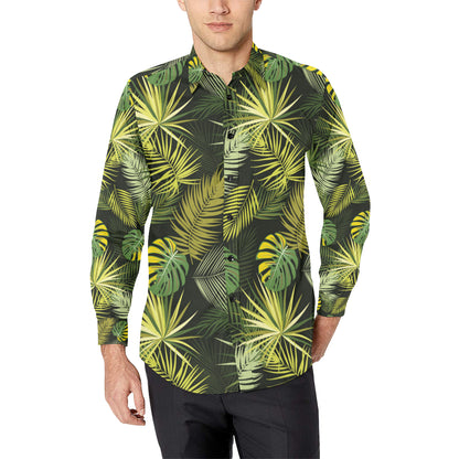 Palm Leaf Pattern Print Design A05 Men's Long Sleeve Shirt