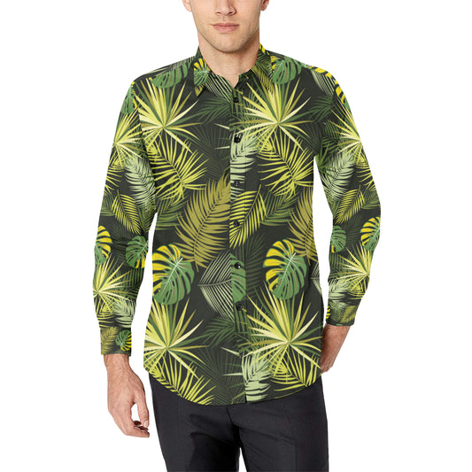Palm Leaf Pattern Print Design A05 Men's Long Sleeve Shirt