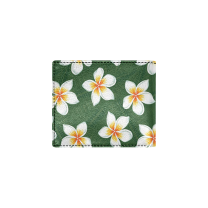 White Plumeria Pattern Print Design PM020 Men's ID Card Wallet