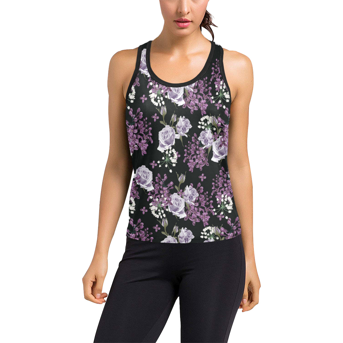 Lilac Pattern Print Design LI04 Women's Racerback Tank Top