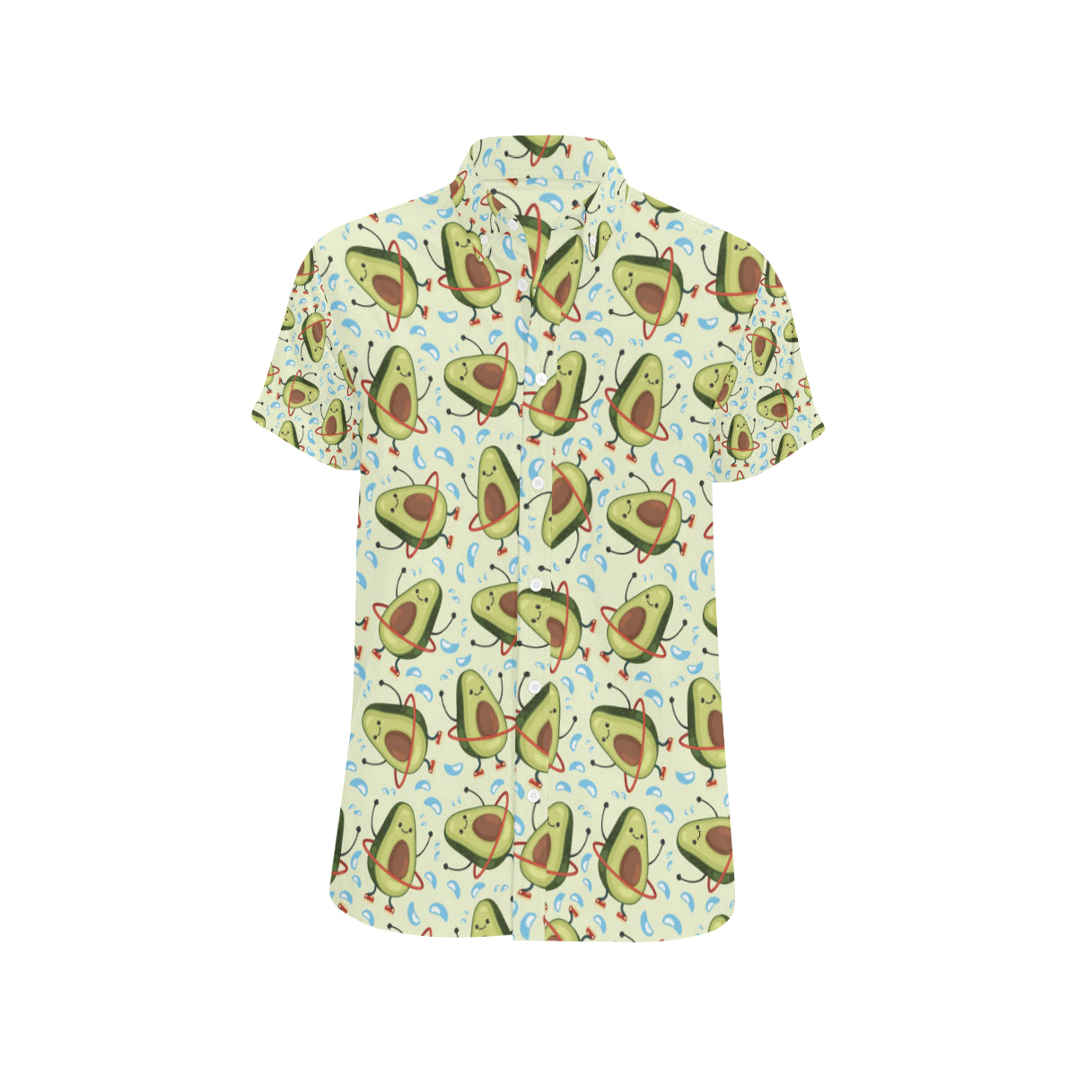 Avocado Pattern Print Design AC02 Men's Short Sleeve Button Up Shirt
