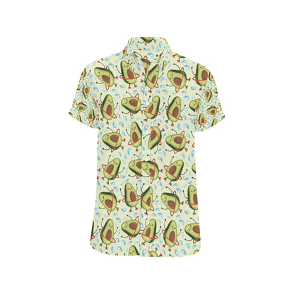 Avocado Pattern Print Design AC02 Men's Short Sleeve Button Up Shirt
