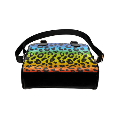 Rainbow Leopard Pattern Print Design A01 Shoulder Handbag