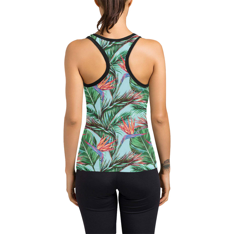 Bird Of Paradise Pattern Print Design BOP01 Women's Racerback Tank Top