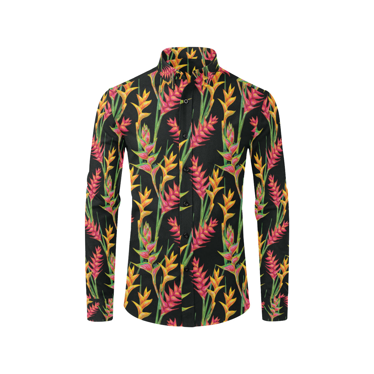 Heliconia Pattern Print Design HL01 Men's Long Sleeve Shirt