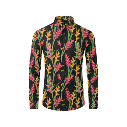 Heliconia Pattern Print Design HL01 Men's Long Sleeve Shirt
