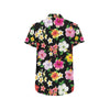 Hibiscus Pattern Print Design HB025 Men's Short Sleeve Button Up Shirt