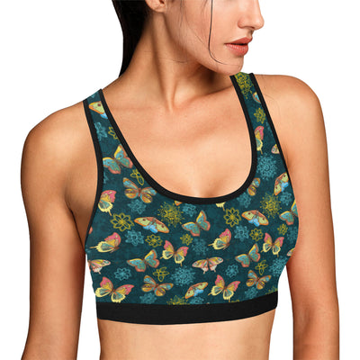 Butterfly Hand Draw Print Pattern Sports Bra