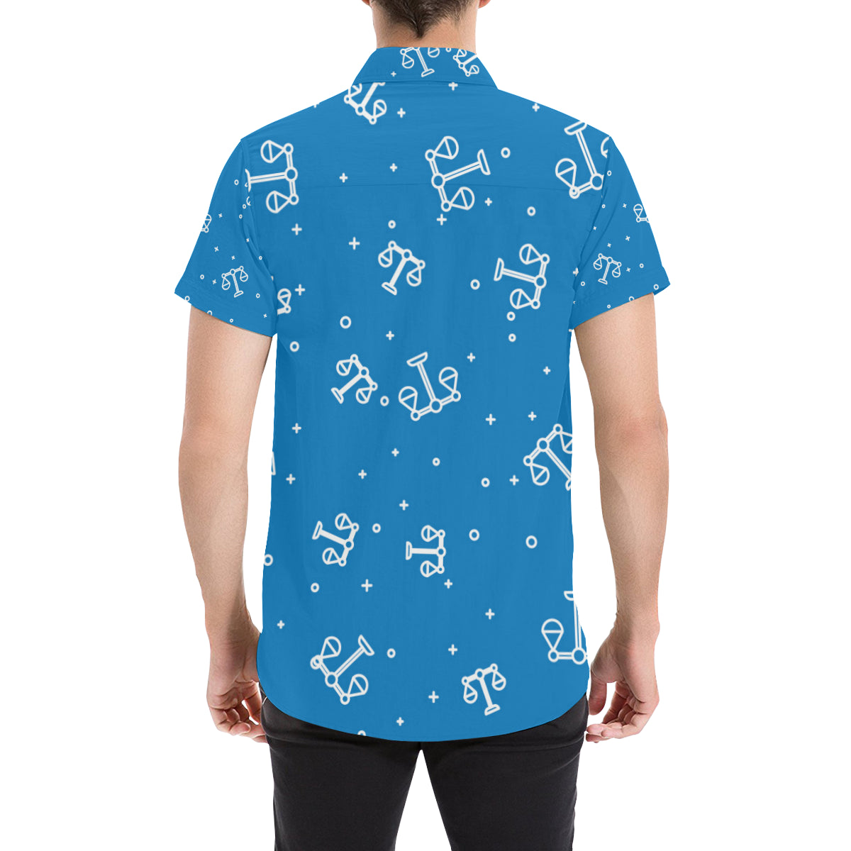 Libra Pattern Print Design 05 Men's Short Sleeve Button Up Shirt