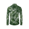 White Green Tropical Palm Leaves Men's Long Sleeve Shirt