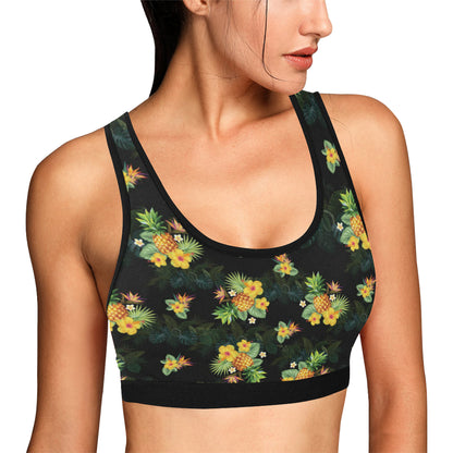 Pineapple Tropical Flower Print Pattern Sports Bra