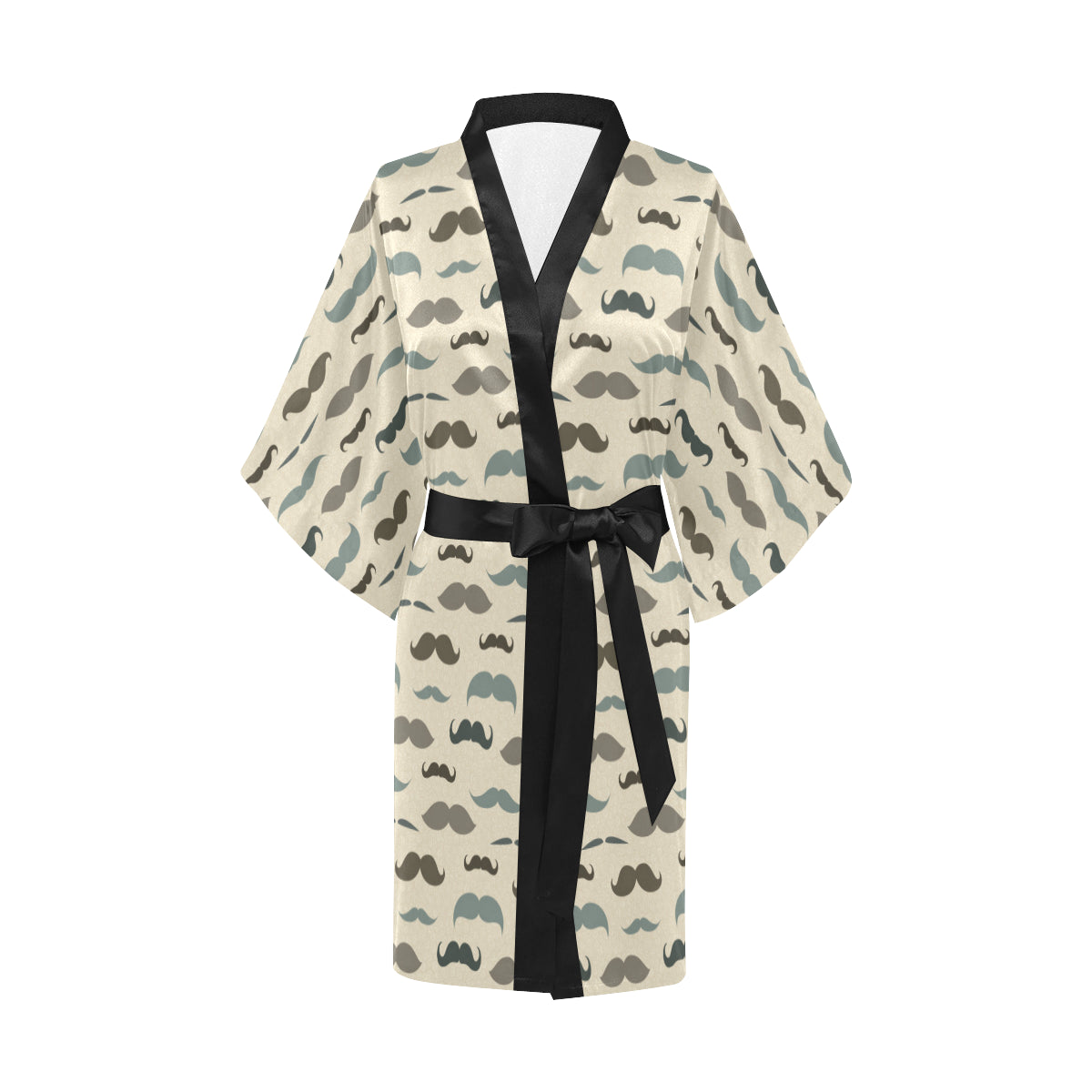 Mustache Pattern Print Design A01 Women's Short Kimono