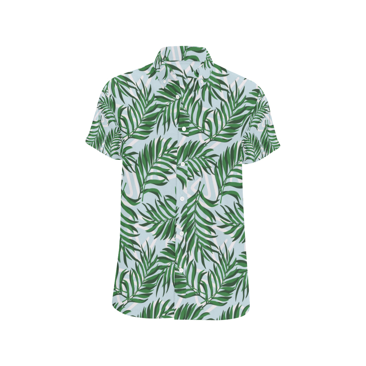 Palm Leaves Pattern Print Design PL06 Men's Short Sleeve Button Up Shirt