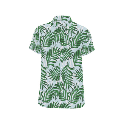 Palm Leaves Pattern Print Design PL06 Men's Short Sleeve Button Up Shirt
