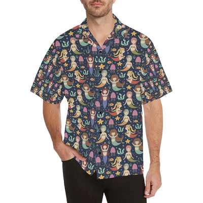 Mermaid Cartoon Pattern Print Design 03 Men's Hawaiian Shirt