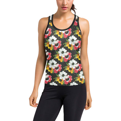 Anemone Pattern Print Design AM07 Women's Racerback Tank Top