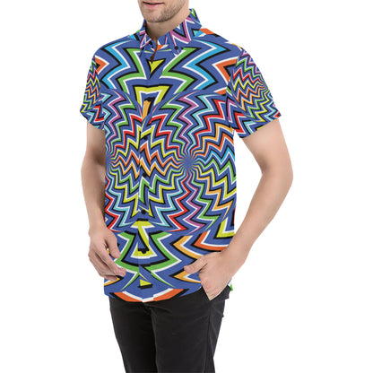 Optical illusion Pattern Print Design A02 Men's Short Sleeve Button Up Shirt