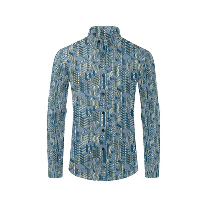 City  Pattern Print Design 01 Men's Long Sleeve Shirt
