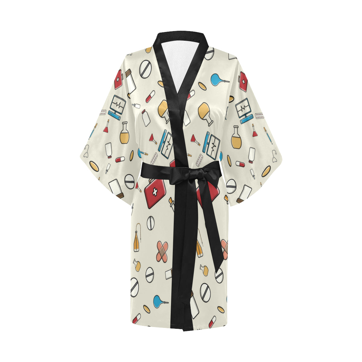 Nurse Pattern Print Design A04 Women's Short Kimono
