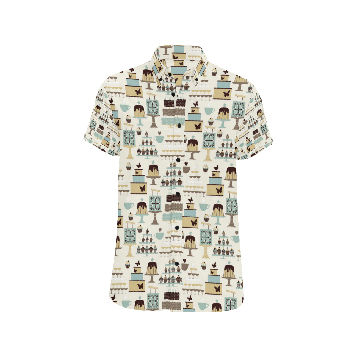 Cake Pattern Print Design 02 Men's Short Sleeve Button Up Shirt