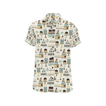 Cake Pattern Print Design 02 Men's Short Sleeve Button Up Shirt