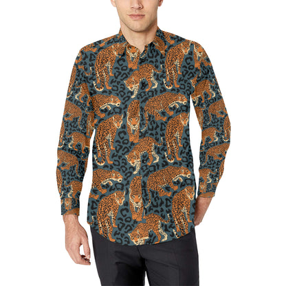 Jaguar Pattern Print Design 04 Men's Long Sleeve Shirt