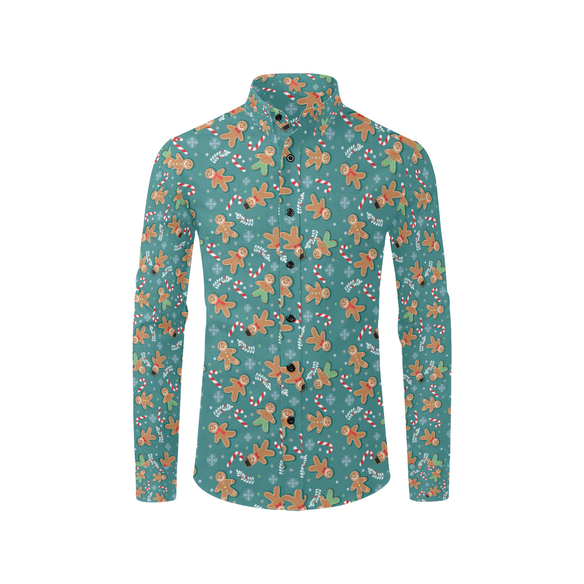 Gingerbread Pattern Print Design 05 Men's Long Sleeve Shirt