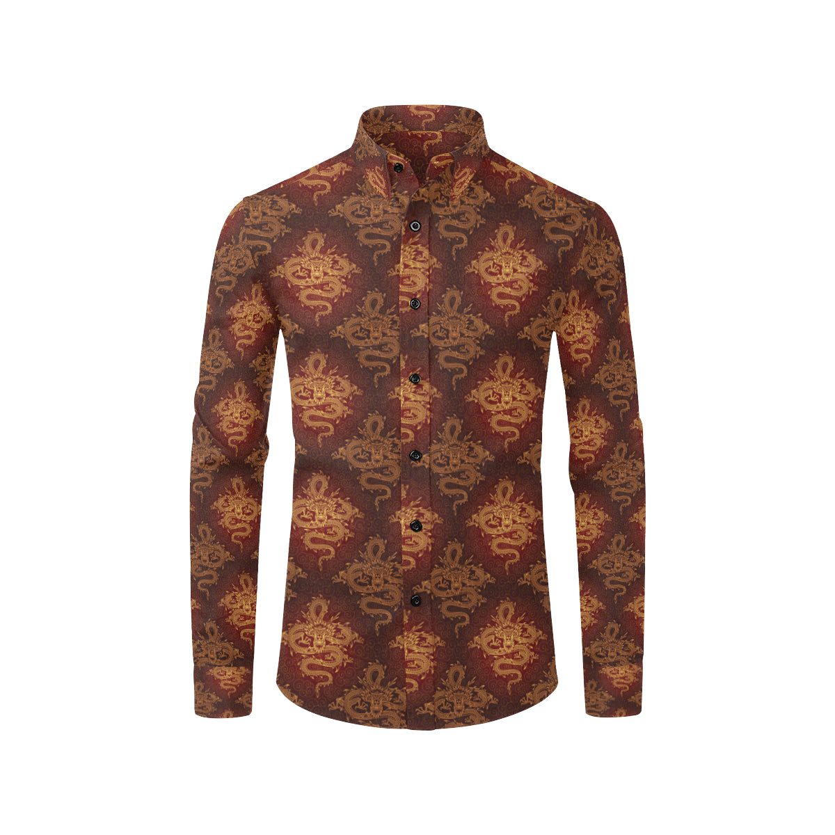 Chinese Dragons Gold Design Men's Long Sleeve Shirt