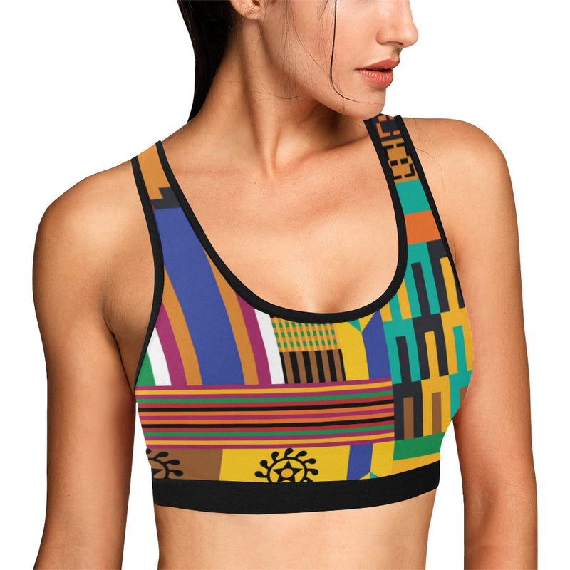 Kente Pattern Print Design 03 Sports Bra