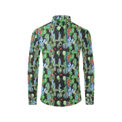 Cactus Watercolor Style Print Men's Long Sleeve Shirt