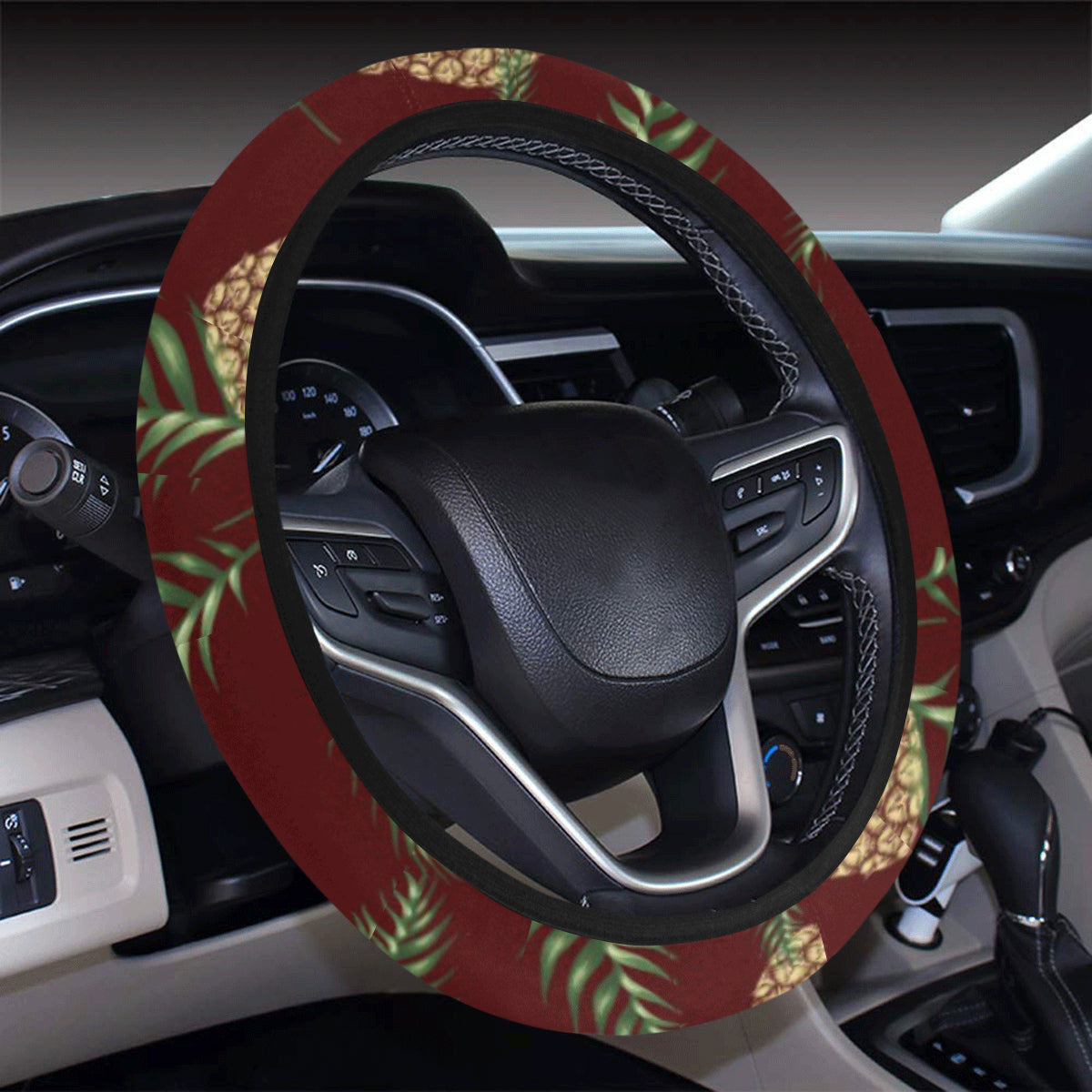 Pineapple Pattern Print Design PP013 Steering Wheel Cover with Elastic Edge