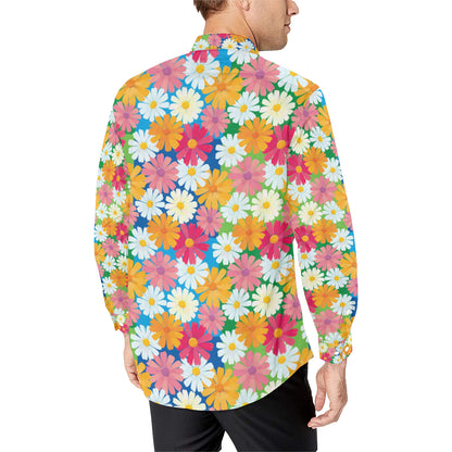 Daisy Pattern Print Design DS05 Men's Long Sleeve Shirt