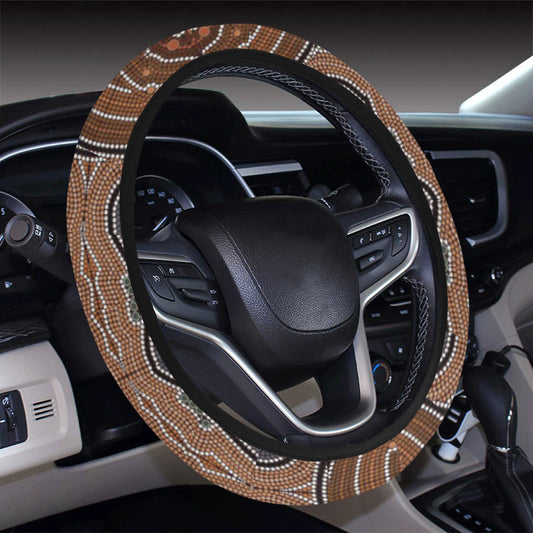 Aboriginal Pattern Print Design 01 Steering Wheel Cover with Elastic Edge