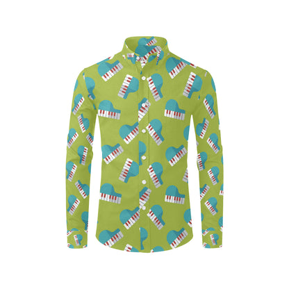 Piano Pattern Print Design 03 Men's Long Sleeve Shirt