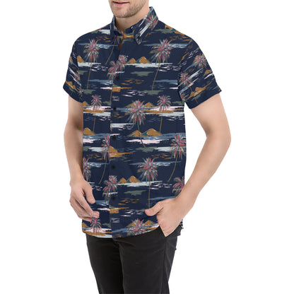 Pacific island Pattern Print Design A06 Men's Short Sleeve Button Up Shirt