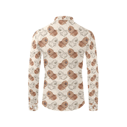 Pomeranians Pattern Print Design A01 Men's Long Sleeve Shirt