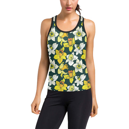 Daffodils Pattern Print Design DF02 Women's Racerback Tank Top