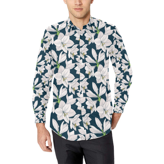 Amaryllis Pattern Print Design AL02 Men's Long Sleeve Shirt
