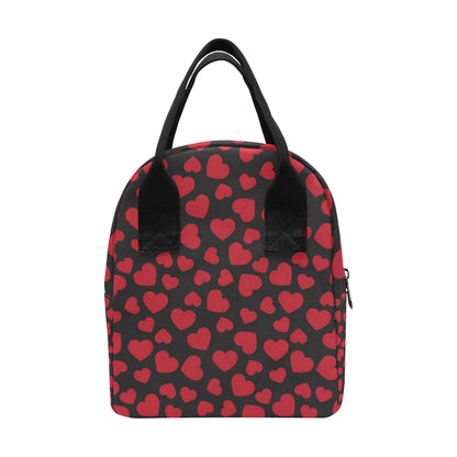 Heart Red Pattern Print Design HE01 Insulated Lunch Bag
