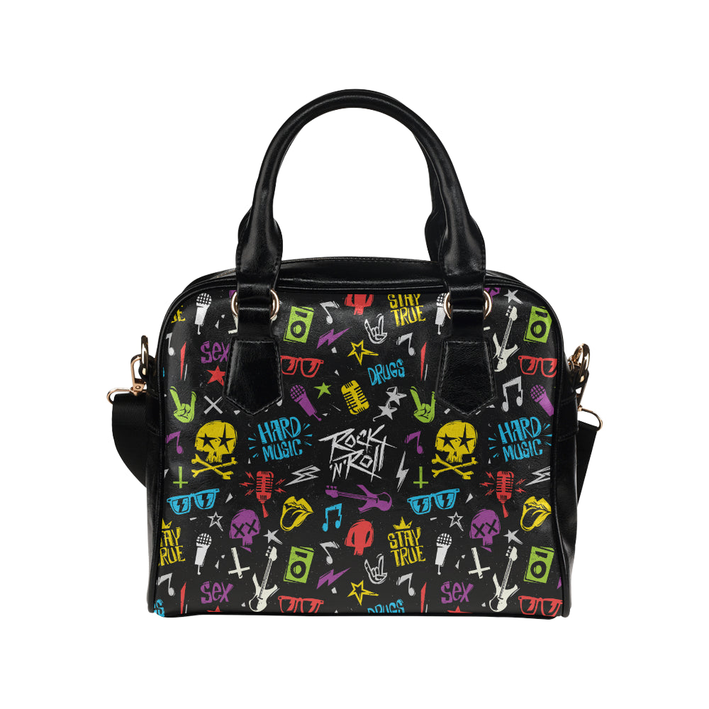 Rock and Roll Pattern Print Design A02 Shoulder Handbag