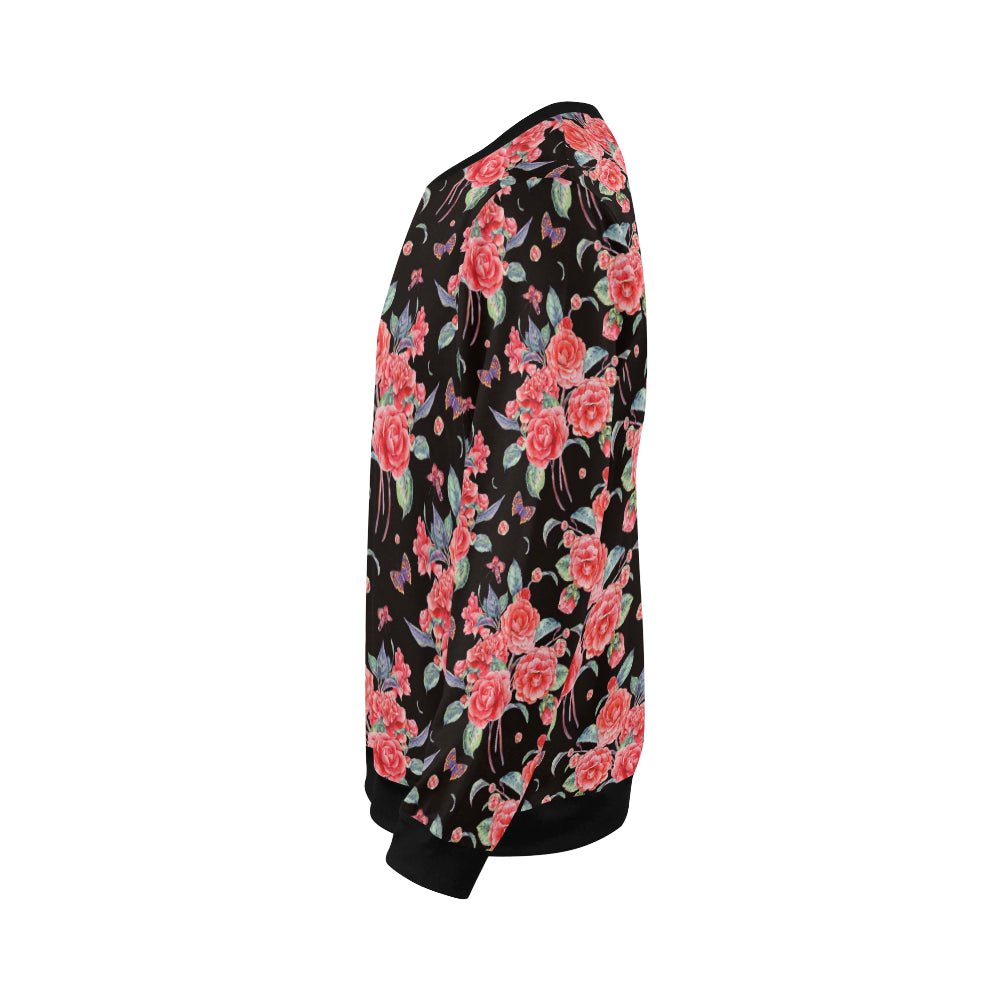 Camellia Pattern Print Design CM03 Men Long Sleeve Sweatshirt