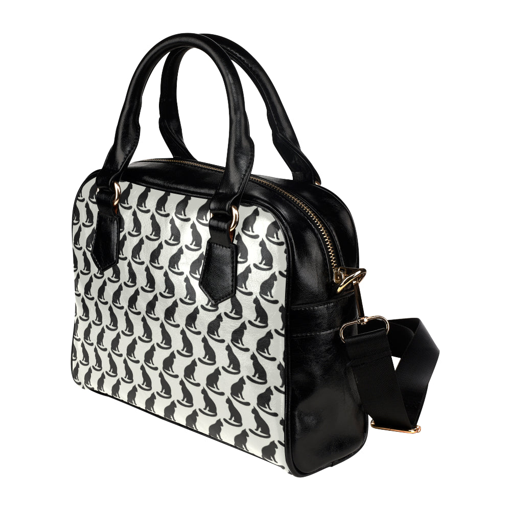 Black Cat Pattern Print Design 02 Shoulder Handbag