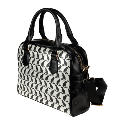 Black Cat Pattern Print Design 02 Shoulder Handbag