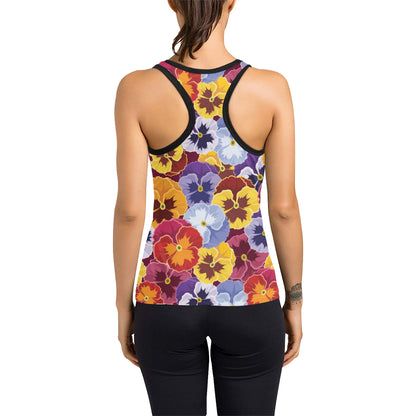Pansy Pattern Print Design PS01 Women's Racerback Tank Top