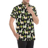 Alpaca Cactus Pattern Print Design 07 Men's Short Sleeve Button Up Shirt