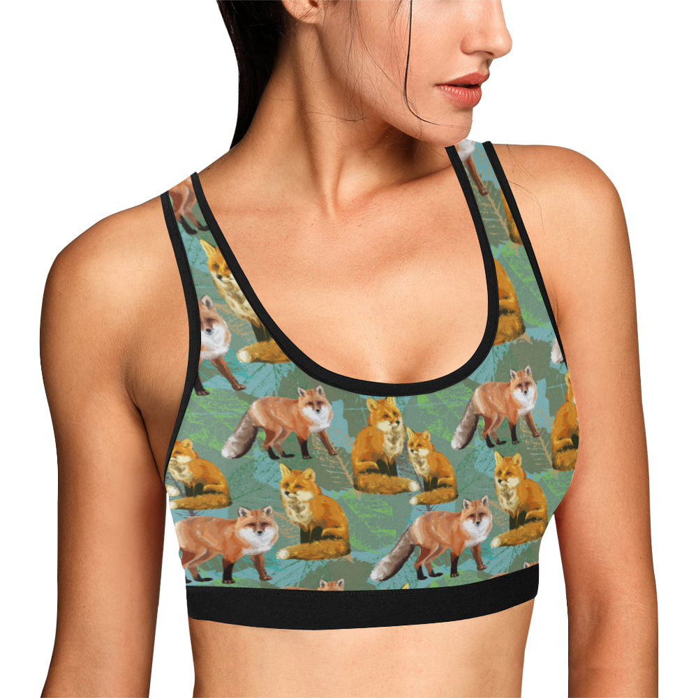 Fox Autumn leaves Themed Sports Bra